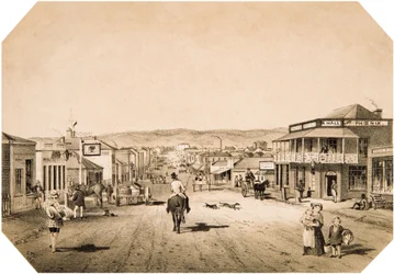 Vistas em Adelaide No. 2. Hindley Street olhando para o leste